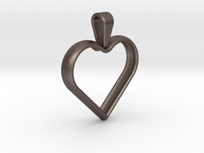Simple heart pendant in Polished Bronzed Silver Steel