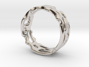 Geo Ring With Holes - US Size 6 to 6.5 in Rhodium Plated Brass