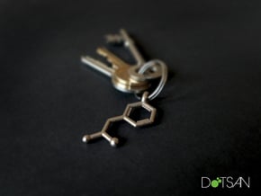 Amphetamine Key Chain 3D Printed in Polished Bronzed Silver Steel