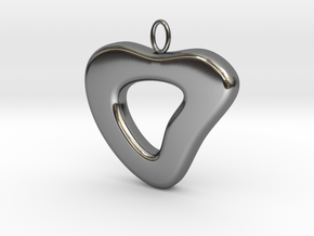 Ciondolo Heart in Fine Detail Polished Silver