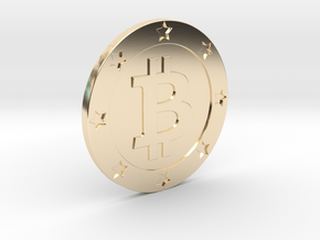 Bitcoin real coin in 14k Gold Plated Brass