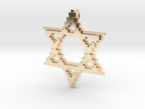 8-Bit Star of David pendant (big) in 14k Gold Plated Brass