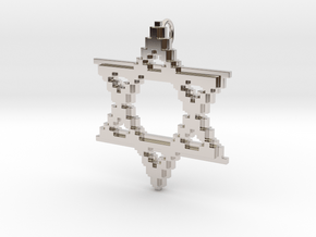 8-Bit Star of David pendant (big) in Platinum