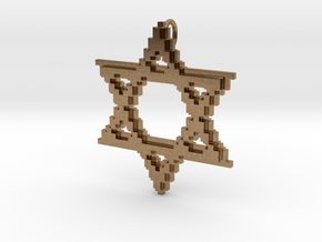 8-Bit Star of David pendant (big) in Natural Brass