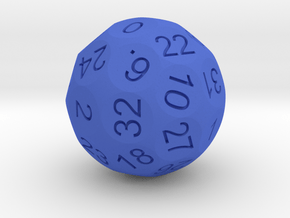 D36 Sphere Dice numbered from 0 to 35 in Blue Processed Versatile Plastic