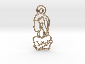 Woman Crossed Arms in Polished Gold Steel