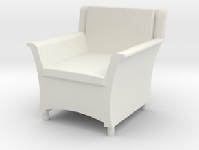 1:48 Wicker Armchair in White Natural Versatile Plastic