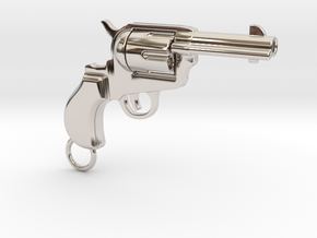 Gun pendant Colt in Rhodium Plated Brass
