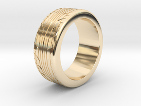 Tire Ring Size 9 in 14k Gold Plated Brass