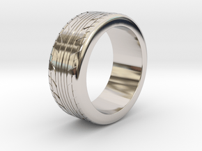 Tire Ring Size 9 in Rhodium Plated Brass