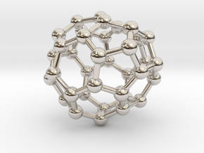 0040 Fullerene c36-12 c2 in Rhodium Plated Brass