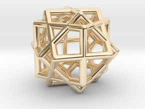 Compound of Three Cubes in 14k Gold Plated Brass