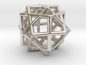 Compound of Three Cubes in Rhodium Plated Brass