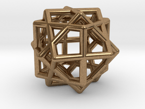 Compound of Three Cubes in Natural Brass