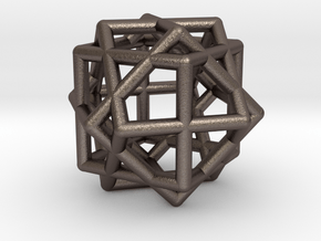 Compound of Three Cubes in Polished Bronzed Silver Steel