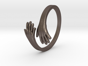 Hand Ring in Polished Bronzed Silver Steel