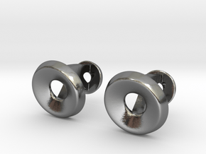 Circle Halo Cufflinks in Polished Silver