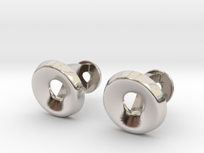 Circle Halo Cufflinks in Rhodium Plated Brass