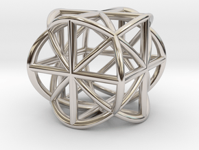 Cube-Ball Pendant in Rhodium Plated Brass