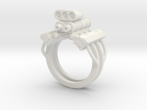 V8 ENGINE RING in White Natural Versatile Plastic: 12 / 66.5