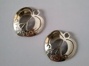 Peace Heart Earrings in Polished Silver