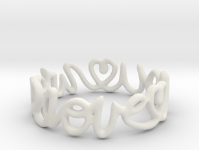 "We Love you" Ring in White Natural Versatile Plastic