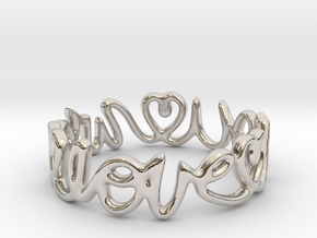 "We Love you" Ring in Rhodium Plated Brass