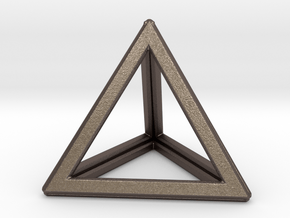 TETRAHEDRON (Platonic) in Polished Bronzed Silver Steel