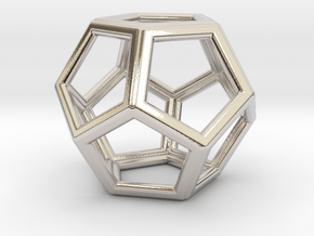 DODECAHEDRON (Platonic) in Rhodium Plated Brass