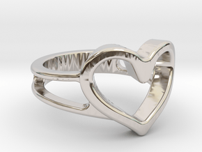 Heart ring in Rhodium Plated Brass