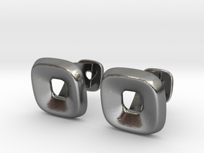 Square Halo Cufflinks in Polished Silver