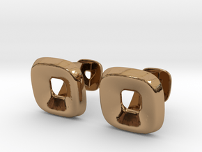 Square Halo Cufflinks in Polished Brass