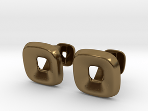 Square Halo Cufflinks in Polished Bronze