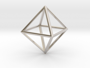 OCTAHEDRON (Platonic) in Rhodium Plated Brass