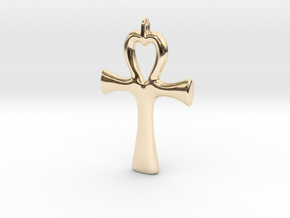 Ankh heart pendant in 14k Gold Plated Brass