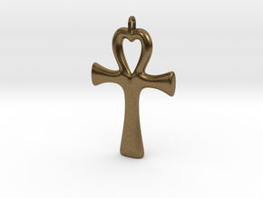 Ankh heart pendant in Natural Bronze