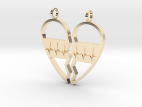 Split Heart Pendant in 14k Gold Plated Brass