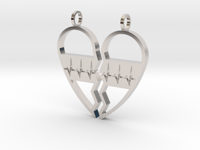Split Heart Pendant in Rhodium Plated Brass