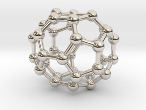 0043 Fullerene c36-15 d6h in Rhodium Plated Brass