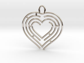 Heart pendant in Rhodium Plated Brass