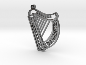 McGurran Irish Harp Pendant in Polished Silver