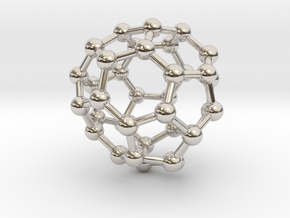 0042 Fullerene c36-14 d2d in Rhodium Plated Brass