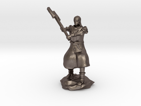 Human Fighter Noblewoman with Greataxe & Chainmail in Polished Bronzed Silver Steel