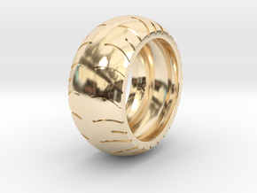 Chopper Rear Tire Ring Size 10 in 14k Gold Plated Brass