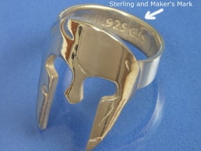 Spartan Helmet Ring - Size US 10.25 in Polished Silver