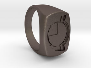 Test Squadron - Signet Ring - Alternate (Embed) in Polished Bronzed Silver Steel