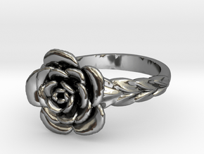Rose Ring in Fine Detail Polished Silver