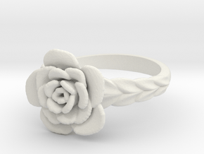Rose Ring in White Natural Versatile Plastic