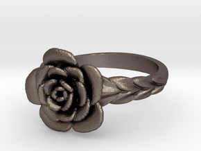 Rose Ring in Polished Bronzed Silver Steel