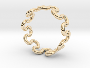 Wave Ring (15mm / 0.59inch inner diameter) in 14k Gold Plated Brass